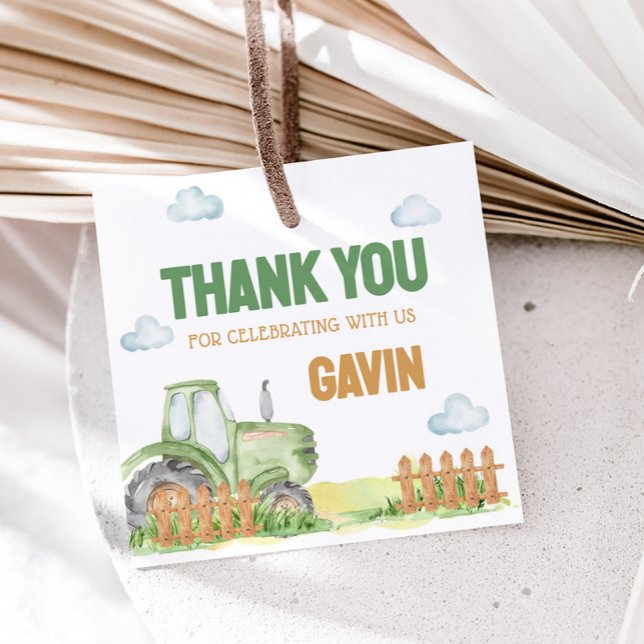 Etiquetas Para Lembrancinhas Festa de aniversário de Trator Verde Menino (Green Tractor Birthday Party Favor Tags)