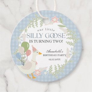 Etiquetas Para Lembrancinhas Festa de aniversário Floral Gingham Bobo Azul