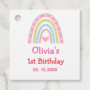 Etiquetas Para Lembrancinhas Festa de aniversário Pastel Boho Arco-íris com cor