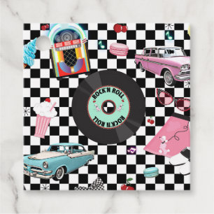 Etiquetas Para Lembrancinhas Festa de Aniversário Tema Retro Checker 50's Cinqu