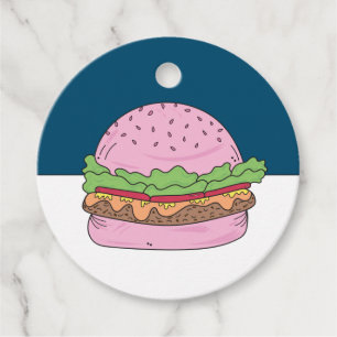 Etiquetas Para Lembrancinhas Festa de Burger Rosa Bonita Obrigado Tags Favorito