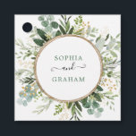 Etiquetas Para Lembrancinhas Festa de Casamento Moderna em Verde Sage e Dourado<br><div class="desc">Estas etiquetas de lembrança sofisticadas apresentam belas folhagens em aquarela em verde e dourado,  complementadas com letras modernas e elegantes. Use os campos do modelo para adicionar sua própria redação. Por favor,  clique no botão "Personalizar Mais" para reorganizar os elementos,  se necessário.</div>