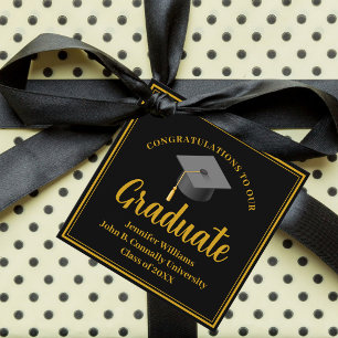 Etiquetas Para Lembrancinhas Festa de formatura Chic Personalizada Preta Dourad