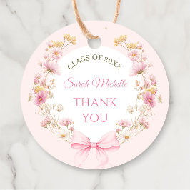 Etiquetas Para Lembrancinhas Festa de Formatura com Flores Silvestres Boho Rosa