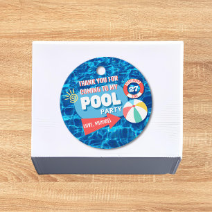 Etiquetas Para Lembrancinhas Festa de Nadação de Verão Blue Tropical Birday