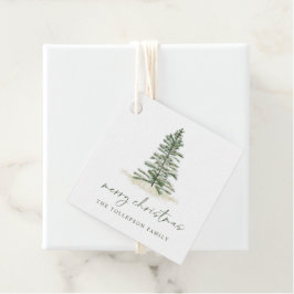 Etiquetas Para Lembrancinhas Festa de Natal Simples Evergreen Pine Tree