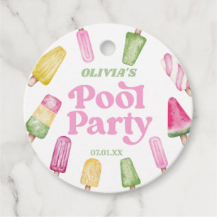Etiquetas Para Lembrancinhas Festa de Piscina de Aniversário do Psiclo Retro