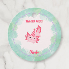 Etiquetas Para Lembrancinhas Festa de primeiro aniversario Axolotl verde e rosa
