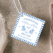 Festa de solteira azul desenhada à mão na costa da