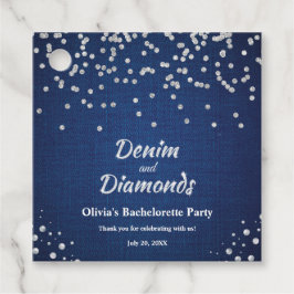 Etiquetas Para Lembrancinhas Festa de Solteira Elegante em Jeans Azul e Diamant