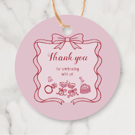 Etiquetas Para Lembrancinhas Festa Galentine's com Laço Rosa Vermelho