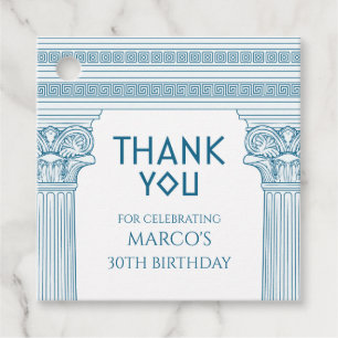 Etiquetas Para Lembrancinhas Festa Grega com colunas azuis Obrigado