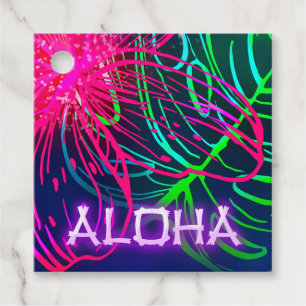 Etiquetas Para Lembrancinhas Festa Neon Noturna Tropical Luau Elétrico Aloha