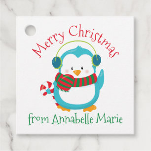 Etiquetas Para Lembrancinhas Festa Personalizada de Natal de Pinguim Fofo para 