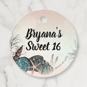 Etiquetas Para Lembrancinhas Festa Pink Under the Sea Shells Beach Sweet 16