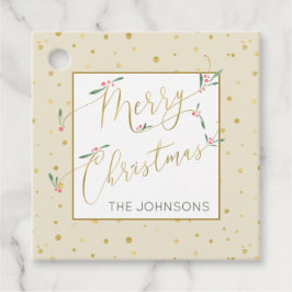 Etiquetas Para Lembrancinhas Festivo Ivory e Tipografia Dourada Feliz Natal