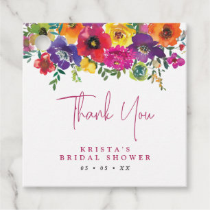 Etiquetas Para Lembrancinhas Fiesta Colorful Flowers Chá de panela Obrigado