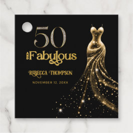 Etiquetas Para Lembrancinhas Fifty and Fabulous Gold Dress Black 50th Birthday