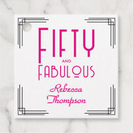 Etiquetas Para Lembrancinhas Fifty and Fabulous Hot Pink Art Deco 50th Birthday