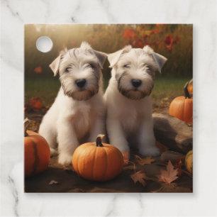 Etiquetas Para Lembrancinhas Filhote de Wheaten Terrier Delícia de Outono Abóbo