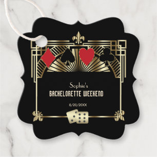 Etiquetas Para Lembrancinhas Fim de Semana de Solteira Art Deco no Vegas Casino
