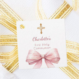 Etiquetas Para Lembrancinhas First Communion blush pink bow cross girl DIY