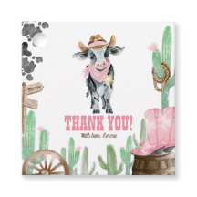 First Rodeo 1st Birthday Baby Cow Thank You