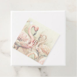 Etiquetas Para Lembrancinhas Flamingo Monograma Personalizado Chic Elegante