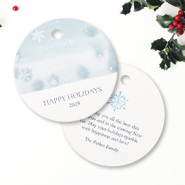 Etiquetas Para Lembrancinhas Floco de Neve Azul Empoeirado