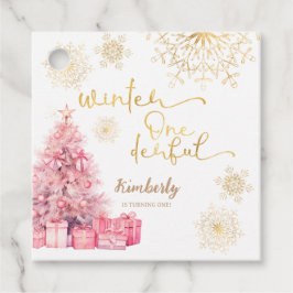 Etiquetas Para Lembrancinhas Floco de neve Dourado, cor-de-rosa, invertido
