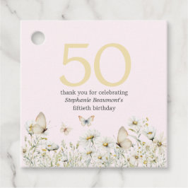 Etiquetas Para Lembrancinhas Flor Branco da Mulher Simples 50º Aniversário