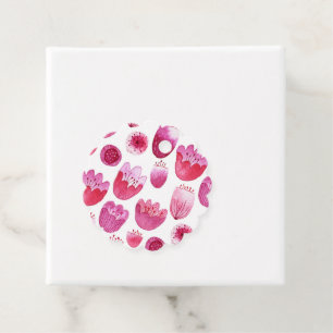 Etiquetas Para Lembrancinhas Flor de Aquarela Rosa-Flor