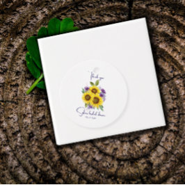 Etiquetas Para Lembrancinhas Flor de girassol selvagem roxa amarelo aquarela