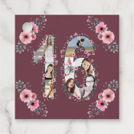 Etiquetas Para Lembrancinhas Flor rosa Colagem de Fotos de Aniversário da Grand