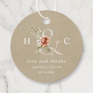 Etiquetas Para Lembrancinhas Floral Ampersand Elegant Weding Obrigado Kraft
