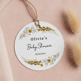 Etiquetas Para Lembrancinhas Floral Baby Shower yellow wildflower watercolor