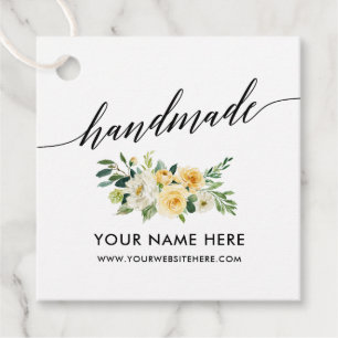 Etiquetas Para Lembrancinhas Floral branco do amarelo Handmade do roteiro da
