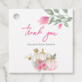 Etiquetas Para Lembrancinhas Floral branco Dourado, cor-de-rosa, com abóbora br