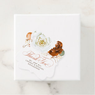 Etiquetas Para Lembrancinhas Floral Branco e Terracota Casamento de Outono Obri