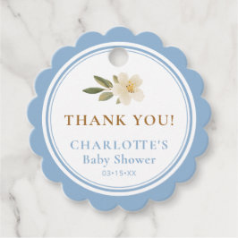 Etiquetas Para Lembrancinhas Floral Carriage Thank You Tag | Blue Baby Shower