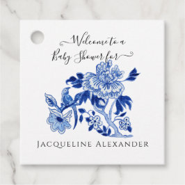 Etiquetas Para Lembrancinhas Floral Chinoiserie Marinho Azul Chá de fraldas Bra