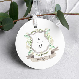 Etiquetas Para Lembrancinhas Floral Crest Watercolor Monograma Casamento