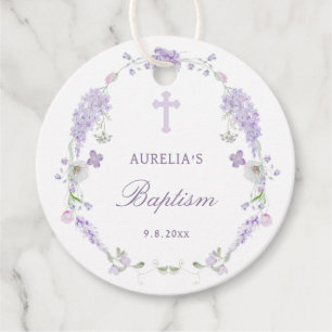 Etiquetas Para Lembrancinhas Floral Lilac Lavanda Wreath Baptism