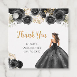 Etiquetas Para Lembrancinhas Floral Princess in Black Dress Quinceanera