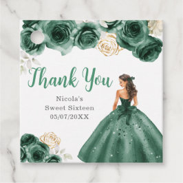 Etiquetas Para Lembrancinhas Floral Princess in Dark Green Dress Sweet Sixteen
