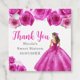 Etiquetas Para Lembrancinhas Floral Princess in Hot Pink Dress Sweet Sixteen