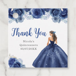 Etiquetas Para Lembrancinhas Floral Princess in Navy Blue Dress Quinceanera
