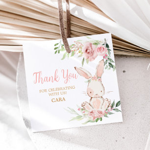 Etiquetas Para Lembrancinhas Floral Rosa, Um Quadrado de Festa de aniversário C