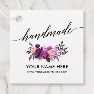 Etiquetas Para Lembrancinhas Floral roxo do roteiro Handmade da caligrafia