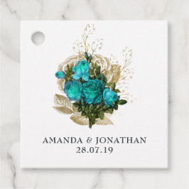 Etiquetas Para Lembrancinhas Floral Teal e Dourado Vintage